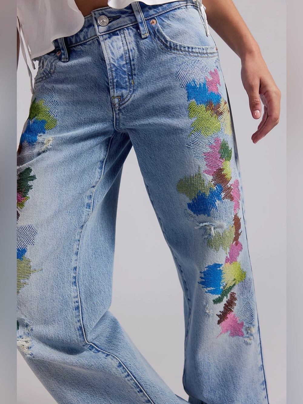 We The Free Tennessee Low-Rise Embroidered Boyfriend Jeans - Picture 5 of 5